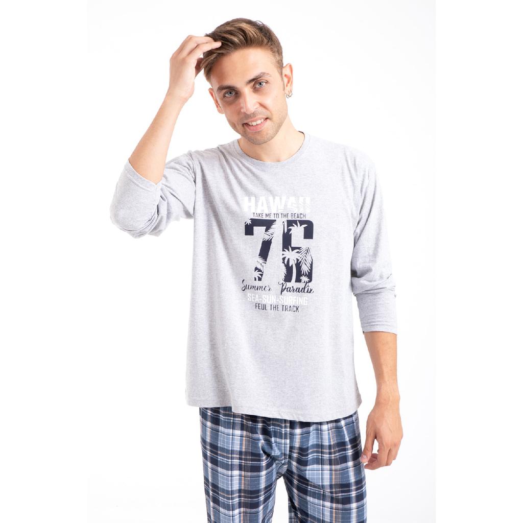 Мужской пижамный комплект с принтом и длинными рукавами 2170