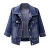 Women Denim Jacket Lapel Flap Pockets Denim Coat Single Breasted Casual Short Coat Lady Outerwear Plus Size
