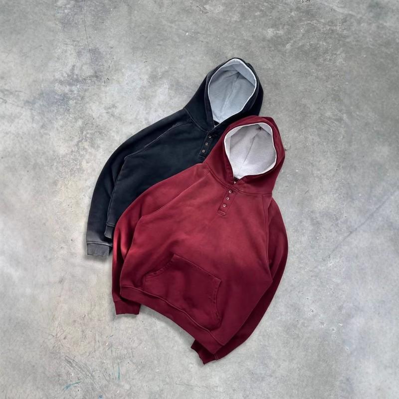 Mens Oversized Hooded Sweatshirt Solid Color Harajuku Streetwear Casual Long Sleeve Pullover