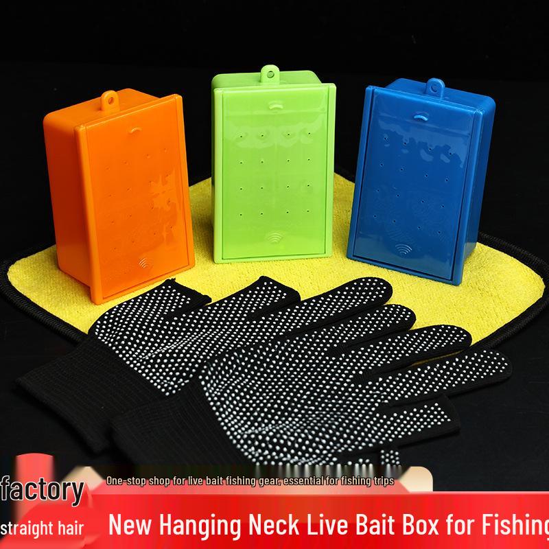Multifunctional Breathable Hanging Neck Red Worm Box for Fishing Live Bait