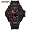 Мужские многофункциональные противоударные водонепроницаемые спортивные часы Sanda с будильником и черными технологиями.