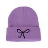 Embroidered flower bow knitted hat versatile wool hat outdoor cycling pullover hat
