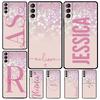 Personalised  Initials Name Pink Shiny Case For Samsung Galaxy S23 S22 Ultra S20 S21 FE S9 S10 Plus Note 10 20 Ultra Back Cover