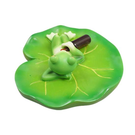 Garden Floating Frog Figurine Pond Frog Decoration Resin Drunken Frog Lying On Lily Pad Statue for Aquarium Pond Fish Tank