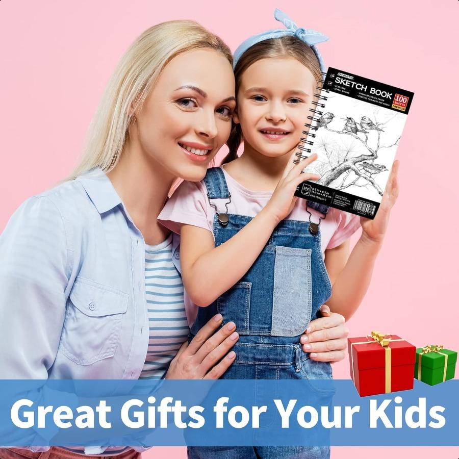 FIXSMITH 5.5X8.5 Альбом для эскизов 400 листов 68 фунтов 100 г/м² Альбом для эскизов Безкислотная бумага для рисования На спирали Художественный блокнот для эскизов для начинающих