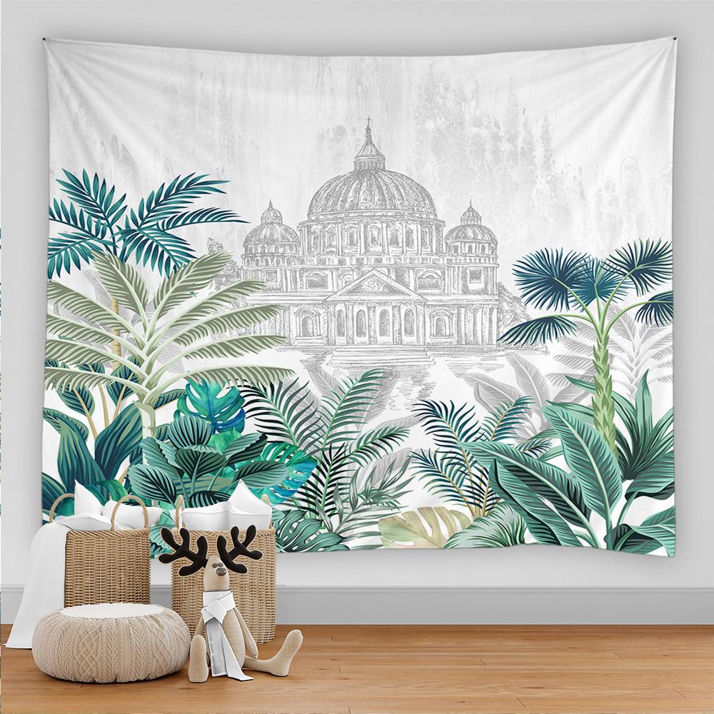 Гобелен с тропическим лесом, растениями и животными, природный пейзаж, богемный художественный гобелен в стиле хиппи, матрас, украшение для дома