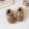 Girls Cotton Shoes Children Princess Plush Moccasin Shoes Simple Buckle Baby Warm Casual Shoes Autumn Winter 2024 New