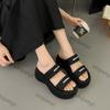 Fashion Women Shoes 2025 Summer New Fashion Platform Wedge Casual Slippers Women Height Increase Comfortable One Word Beach Sandals