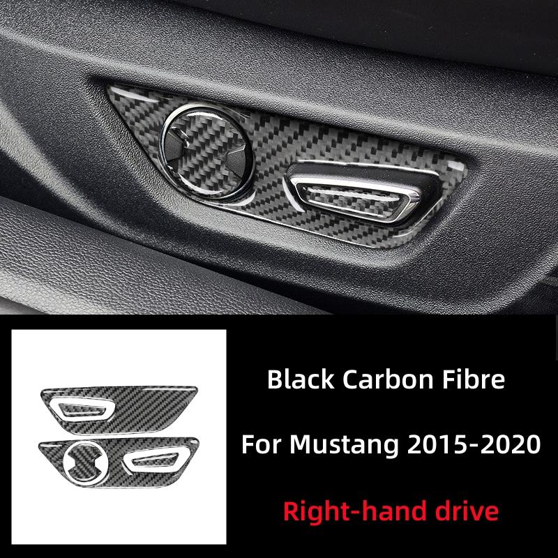 VHOH8 For Ford Mustang GT 2015-2021 Car Accessories Carbon Fiber Interior Car Seat Adjust Button Panel Frame Trim Cover Sticker Decor