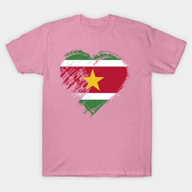 T Shirt Women Grungy I Love Suriname Heart Flag Harajuku Print Kawaii Tshirt Summer Short Sleeve Female T-Shirt Top Tee