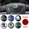 XOWS7 Aluminum Alloy 43mm Car Steering Wheel Emblem for Skoda Fabia Karoq Kodiaq Yeti Rapid Spaceback Octavia A5 RS Superb Stickers