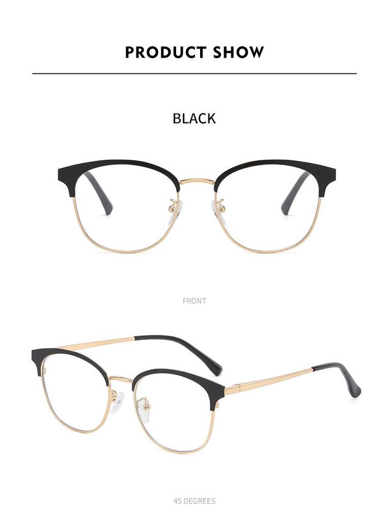 Мужские полуободковые очки для близорукости с защитой от синего света, с металлической оправой, для студентов