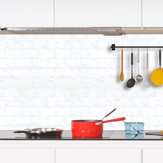 Tile Sticker Easy-to-install 3D Tile Wall Sticker Splashback Waterproof Durable Wall Decals for Home Kitchen