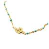 [R0243] - Designer Steel Bracelet 'Cactus' Turquoise Gold - 10x5 Mm