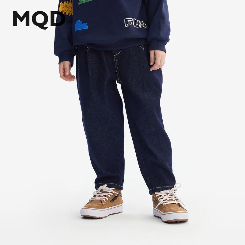 MQD Boys' Colorfast Denim Winter Warm Dad Jeans Deep Indigo 150