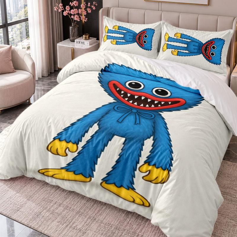 Huggy Wuggy 3Pcs Bedding Set Duvet Cover With Two Pillowcases For Bedroom Home Decoration