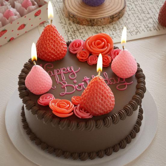 3D Strawberry Candle Silicone Mold DIY Handmade Aromatherapy Soaps Candles Mold Easy Release Non-Stick Surface Mold