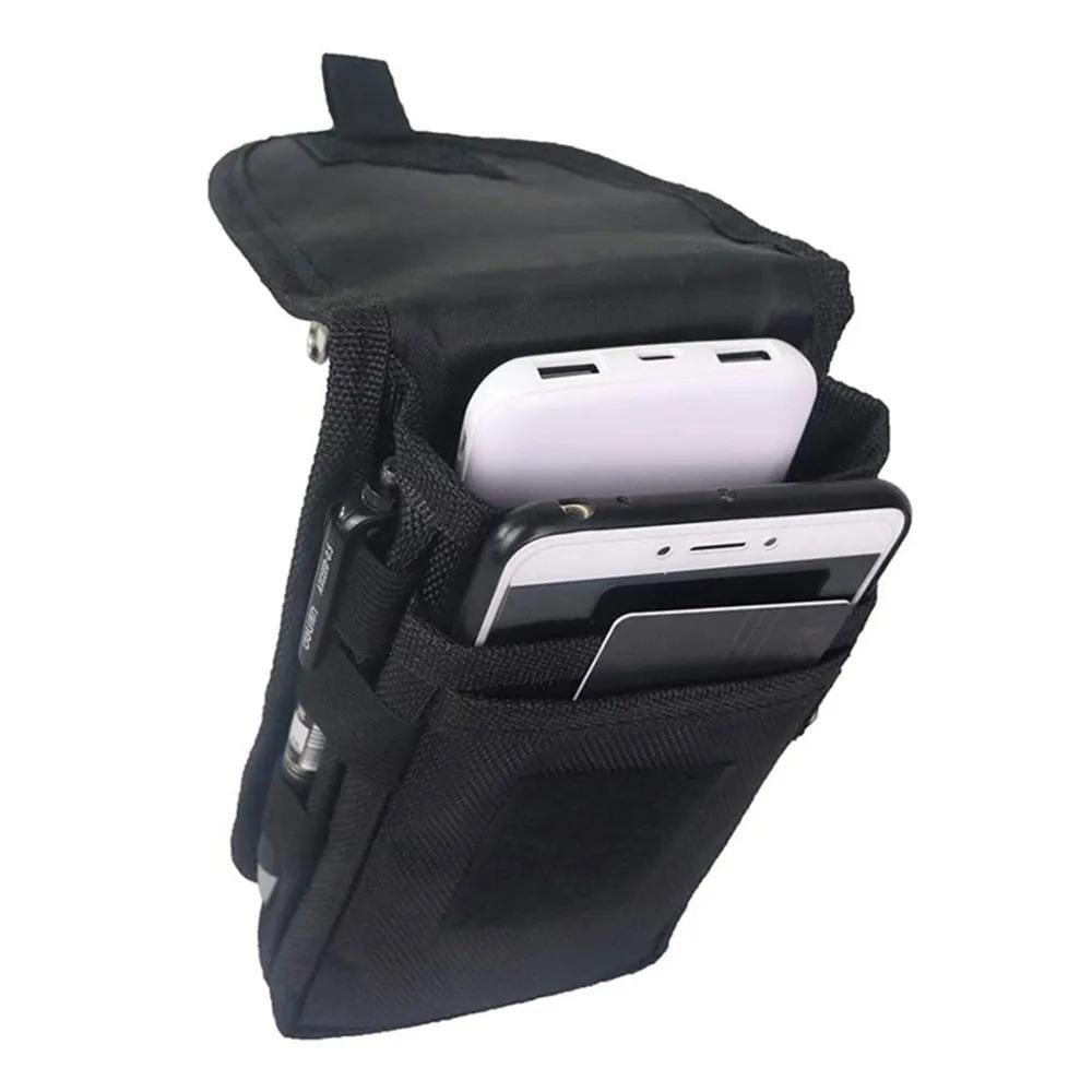 Portable 3-Compartment Layered Storage Bag Outdoor Phone Waist Pack 6.3-Inch Casual Nylon Durable Belt Bag