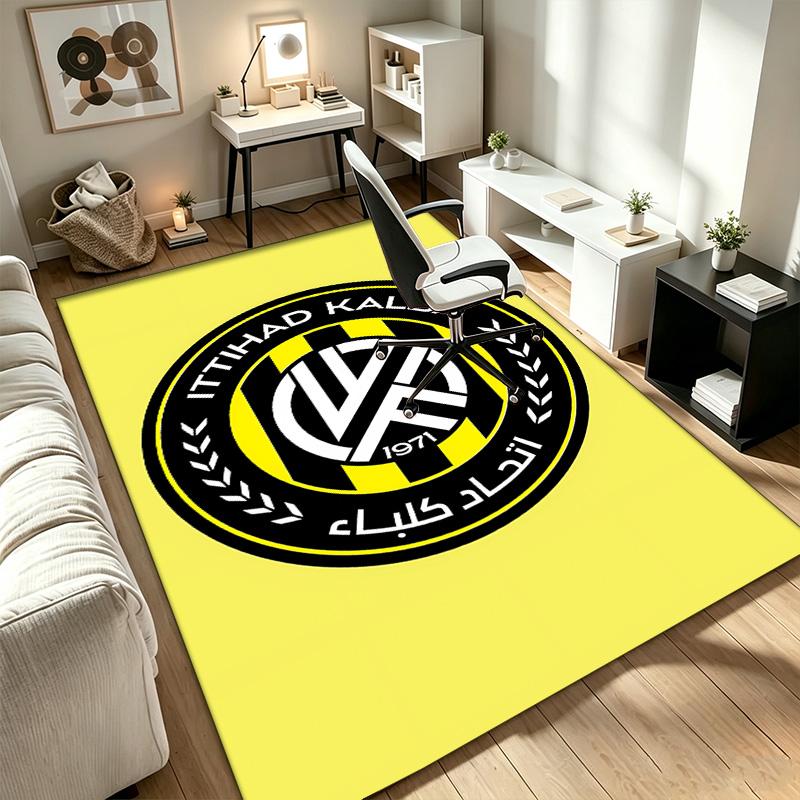 Al‑Ittihad FC A rug suitable for office chair areas living rooms and computer desks perfect for home offices and an ideal holiday gift
