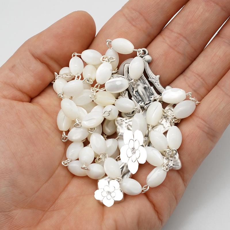 Mother-of-Pearl Rose Rosary with Italian Crucifix