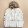 Gray Pom Pom Decor Beanie Ribbed Knitted Knit Hat Thick Warm Ski Hats For Women Autumn & Winter