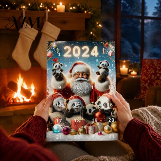 Unique Christmas Gift Panda Advent Calendar, 24 Days Countdown Contains Acrylic Ornament Set Ornaments, Cute Hanging Decorations for Tree Home