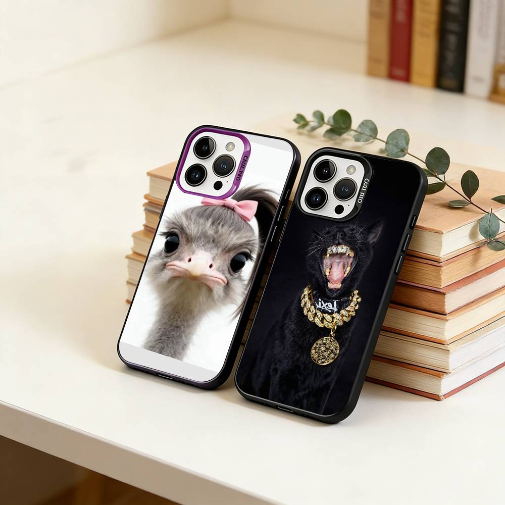 D-Забавные животные Чехол для телефона Для iPhone 17,16,15,14,13,12,11 Plus,Pro Max,XS,Красочный серебристый Чехол для телефона Funda Cover