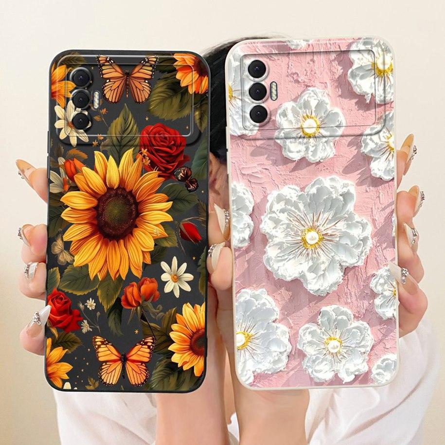 Чехол для Tecno Spark 8 Pro 8P Чехол KG7H KG7 KG7n KG8 Популярный Цветок Мягкий Силикон Задняя Крышка Funda Для Tecno Spark 8 8T KG6 KG6p Capa