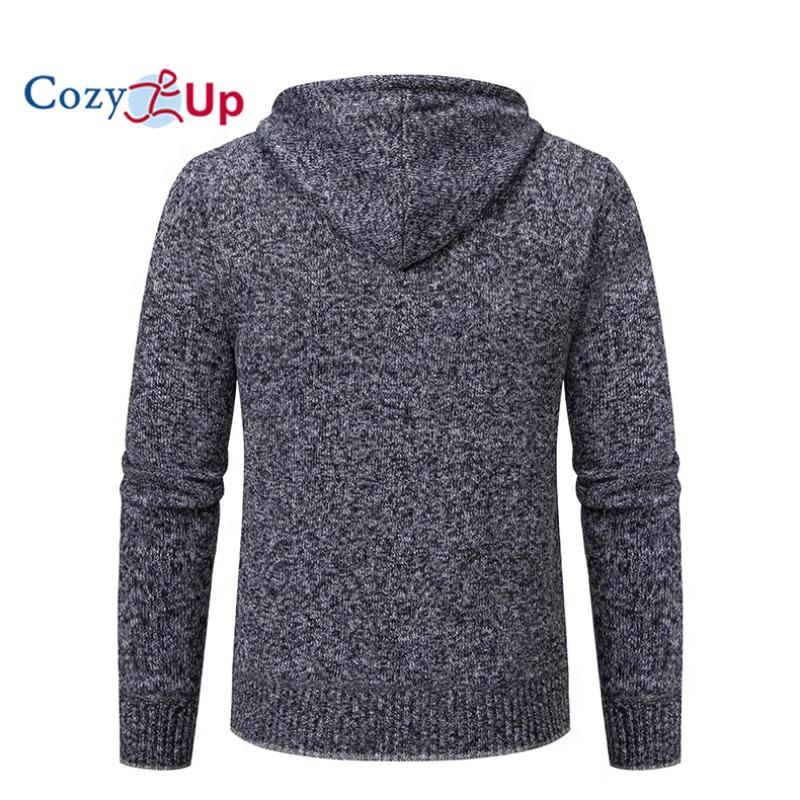 Cozy Up Мужской кардиган с длинными рукавами, повседневная уличная одежда, мягкая вязаная толстовка с капюшоном, термостойкая флисовая толстовка на молнии с капюшоном