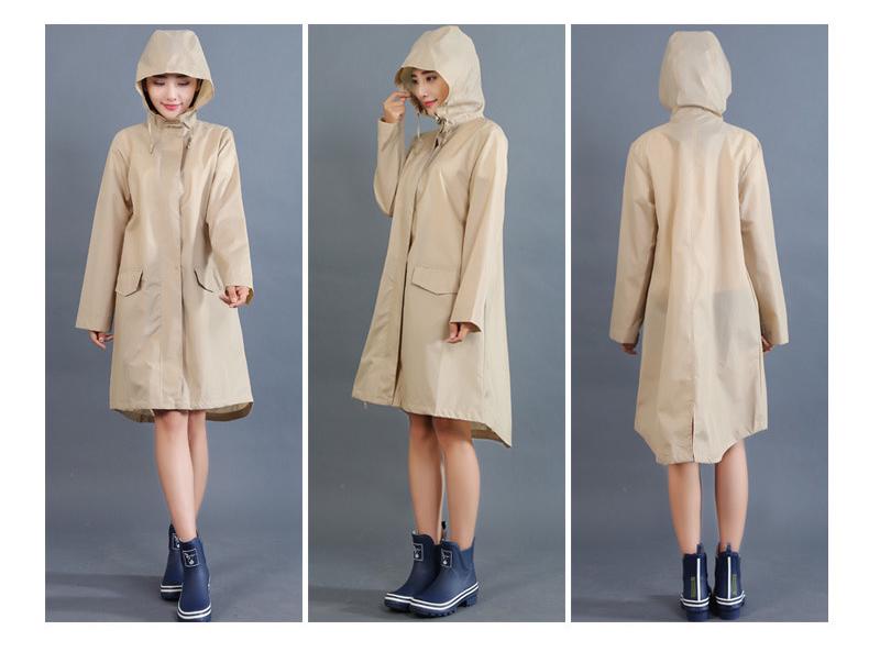 Women's Long-Length Cute Raincoat - Lightweight, Waterproof, Breathable Poncho for Hiking and Japanese Fashion Style.
