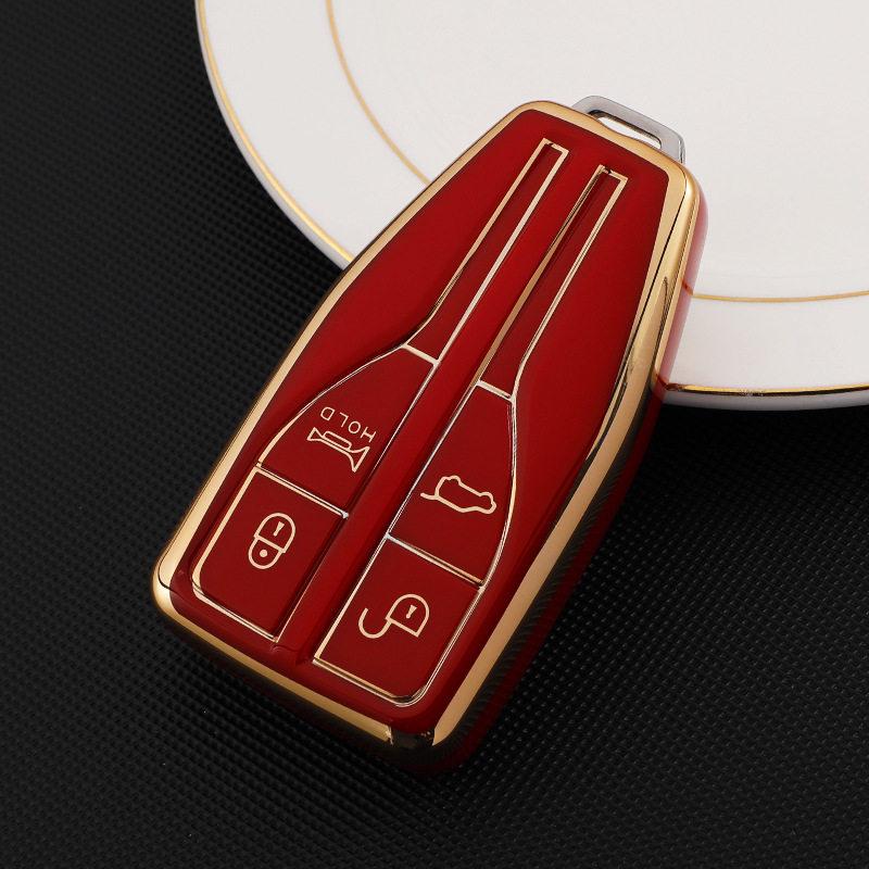 Чехол для ключей FAW Hongqi HS5 HS7: Женский Горячий Продажи Мягкий ТПУ Резина с Золотым Краем H9 Автомобильный Защитный Чехол