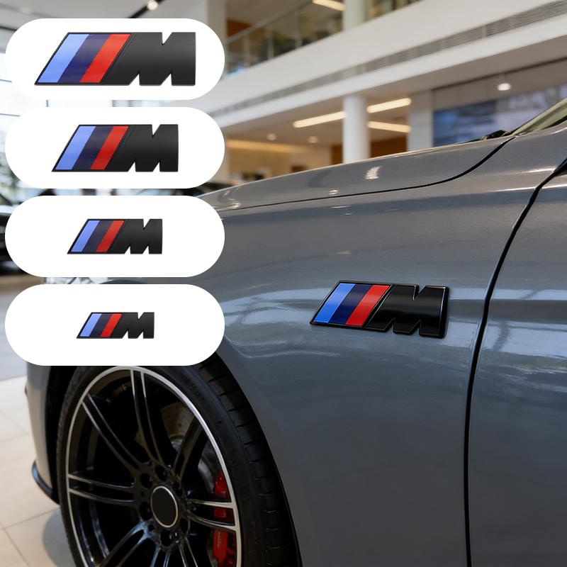 MLKK4 1PCS ABS Car Fender Side Emblem Rear Trunk Badge M Logo Sticker For BMW M M3 M5 M6 E46 E90 F30 G20 E36 E34 G20 G30 Accessories