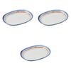 Set of 3 Aratama Oval Cake Plates X Irregular Shape Ceramic Plates by Setomonohonpo [16.5 13.5cm]