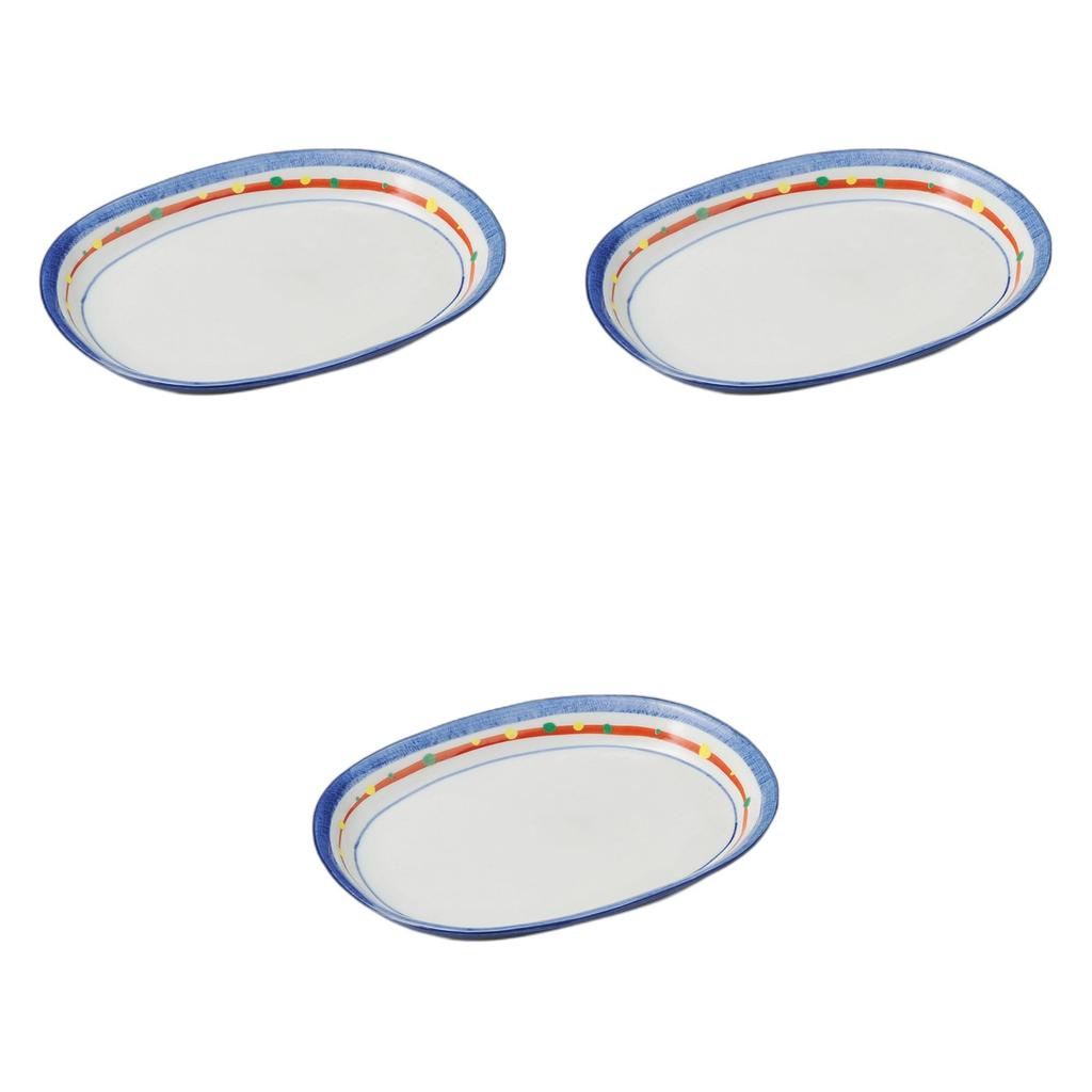 Set of 3 Aratama Oval Cake Plates X Irregular Shape Ceramic Plates by Setomonohonpo [16.5 13.5cm]