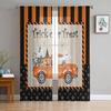 Хэллоуинские полупрозрачные шторы Винтажный грузовик Хэллоуинские тыквы Надгробный камень Вуалевые оконные драпировки для декора спальни, кухни, гостиной