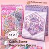 Cartoon 3D Stickers Scene Set 10 In 1 Miniature Scene Scrapbook Kit Student