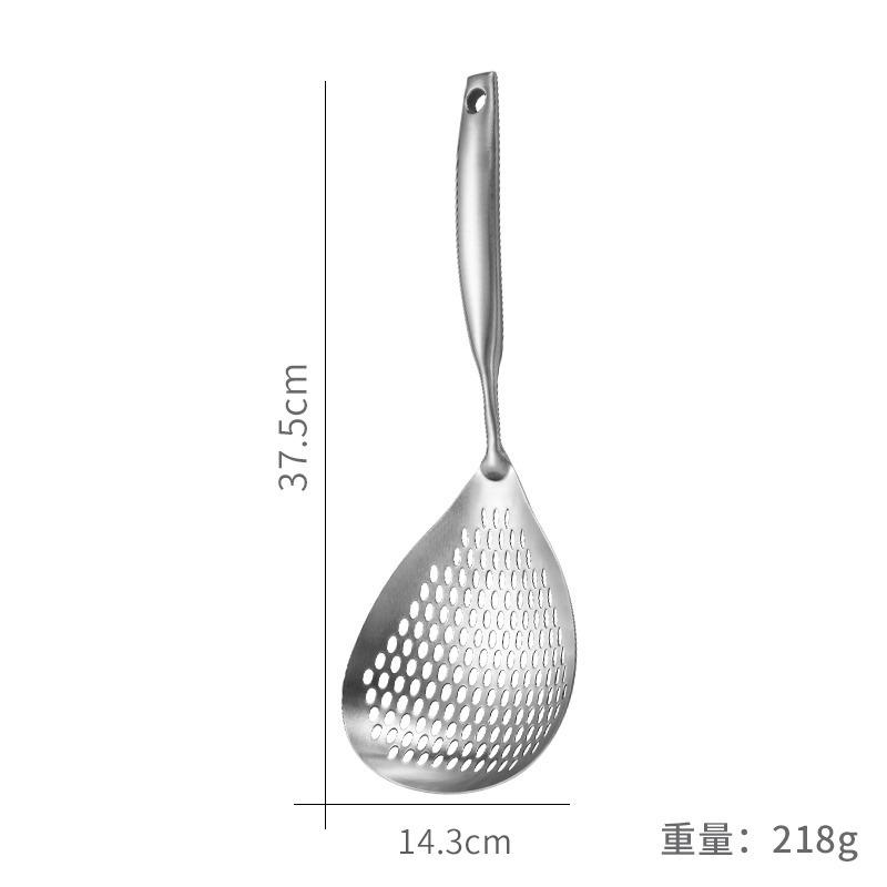 Большой Прочный Нержавеющий Стальной Дуршлаг Ложка-Скиммер Кухонная Сливная Ложка для Приготовления Жарки с Защитой от Ожогов 1 шт.