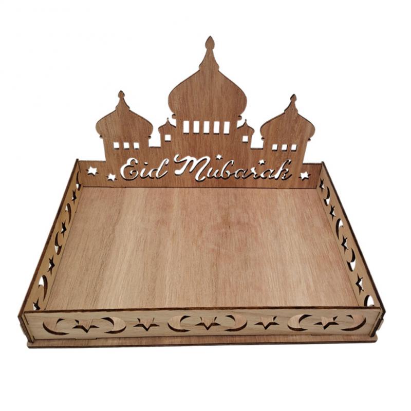 Украшение для деревянного подноса для еды на Ид Мубарак Исламский Ид аль-фитр Рамадан Украшение стола Поднос для десертов Поделки Украшения для праздников