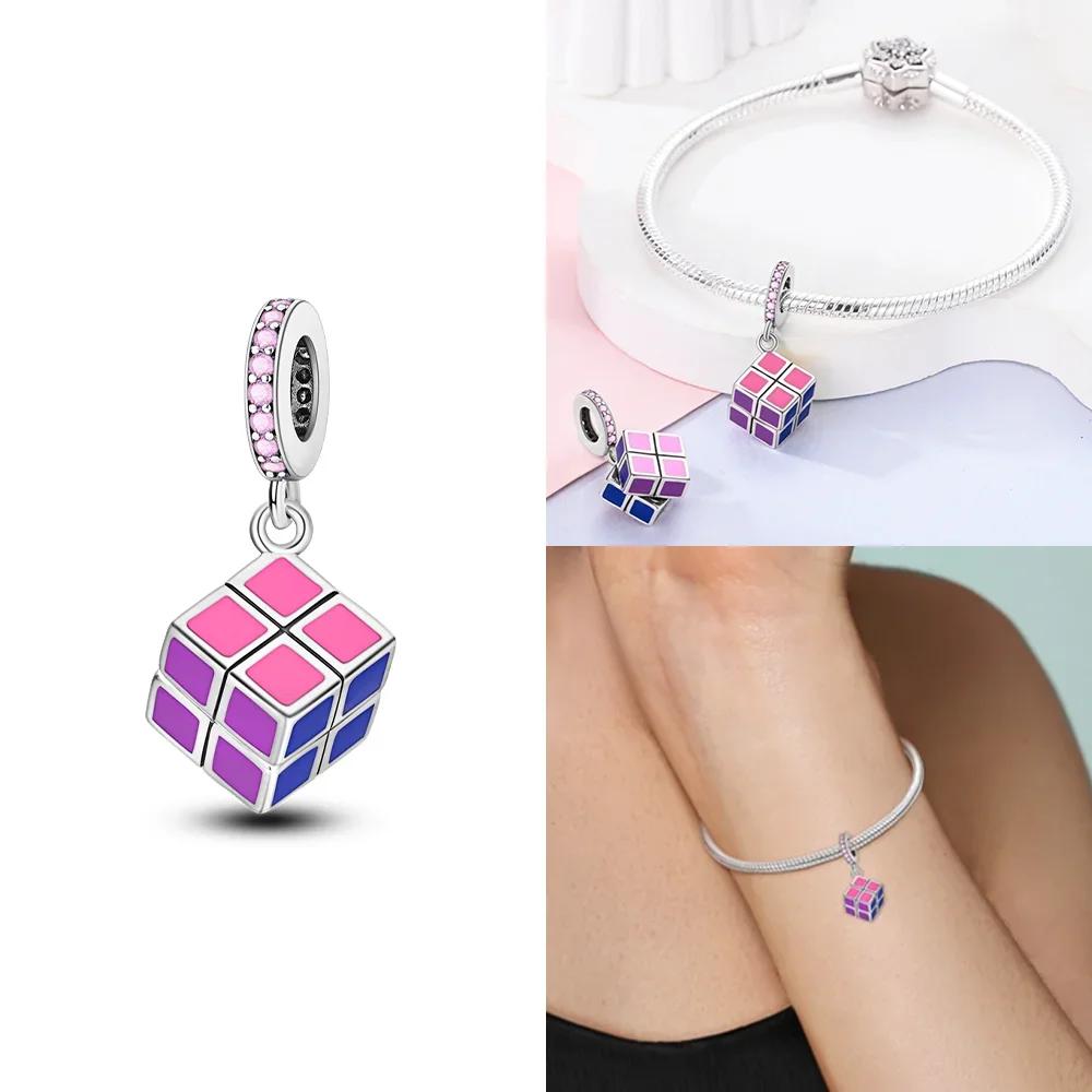 Copper Charm Fit Original Pink Pendant Charm Bracelet Necklace Women Beads Diy Jewerlry Accessories Fine Gift