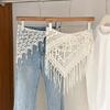 Bohemian Tassel Knitted Triangle Scarf Countryside Style Ethnic Style Crochet Flower Scarves Clothes Decoration White