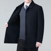 Мужское двустороннее шерстяное кашемировое пальто средней длины на осень и зиму, шерстяное пальто для мужчин среднего и пожилого возраста с лацканами