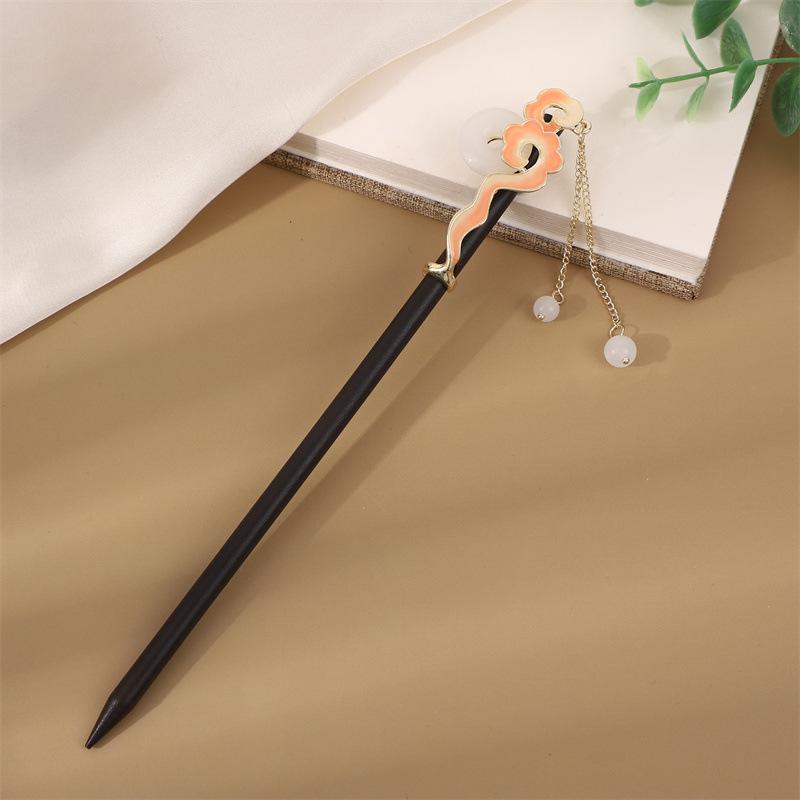 Заколка для волос с кисточкой в стиле эбони: Винтажное деревянное украшение для волос для женщин, идеально подходящее для простых причесок и украшений для старинных костюмов