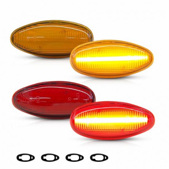 4Pcs Amber/Red Len LED Side Marker Lights Lamps For 2001-2014 Chevy Silverado