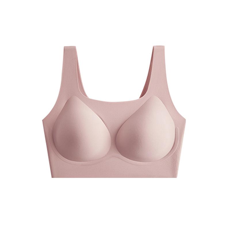 Jelly strip integrated fixed cup shockproof fitness sports bra big chest shock absorption gathering beautiful back sports underwear women