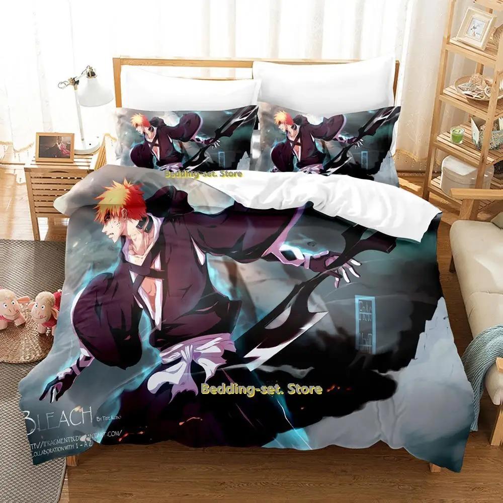 Новый комплект постельного белья с героями аниме Bleach, мультяшный, 3 предмета, пододеяльник для спальни взрослого или ребенка, классный дизайн