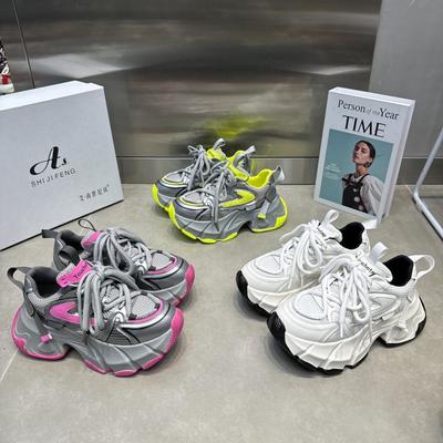 Новые весенние женские повседневные кроссовки на высокой платформе 6 см со шнуровкой, массивные кроссовки, универсальная корейская дизайнерская уличная обувь для женщин