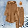 Women's Temperament Solid Color Hooded Plush Suit