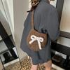 2025 new bag Macaron plush oval cute little crossbody shoulder backpack bow mobile phone bag