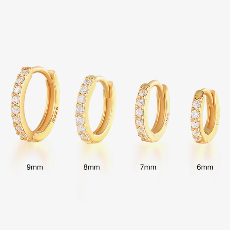 6/7/8/9 MM Cartilage Circle Earrings 925 Silver Bling CZ Huggie Hoop Earring for Women Piercing Buckle Wedding Jewelry