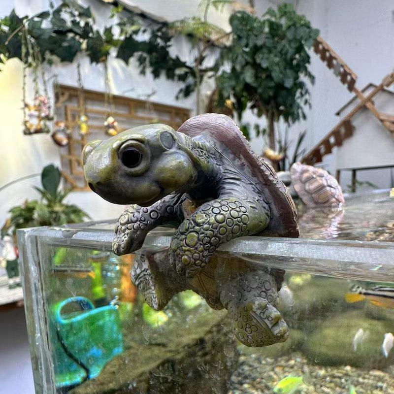 Creative Craft Aquarium Turtle Statue Cute Simulation Turtle Hanging Resin Figurine Animal Sculpture Ornament Home Garden Decor
